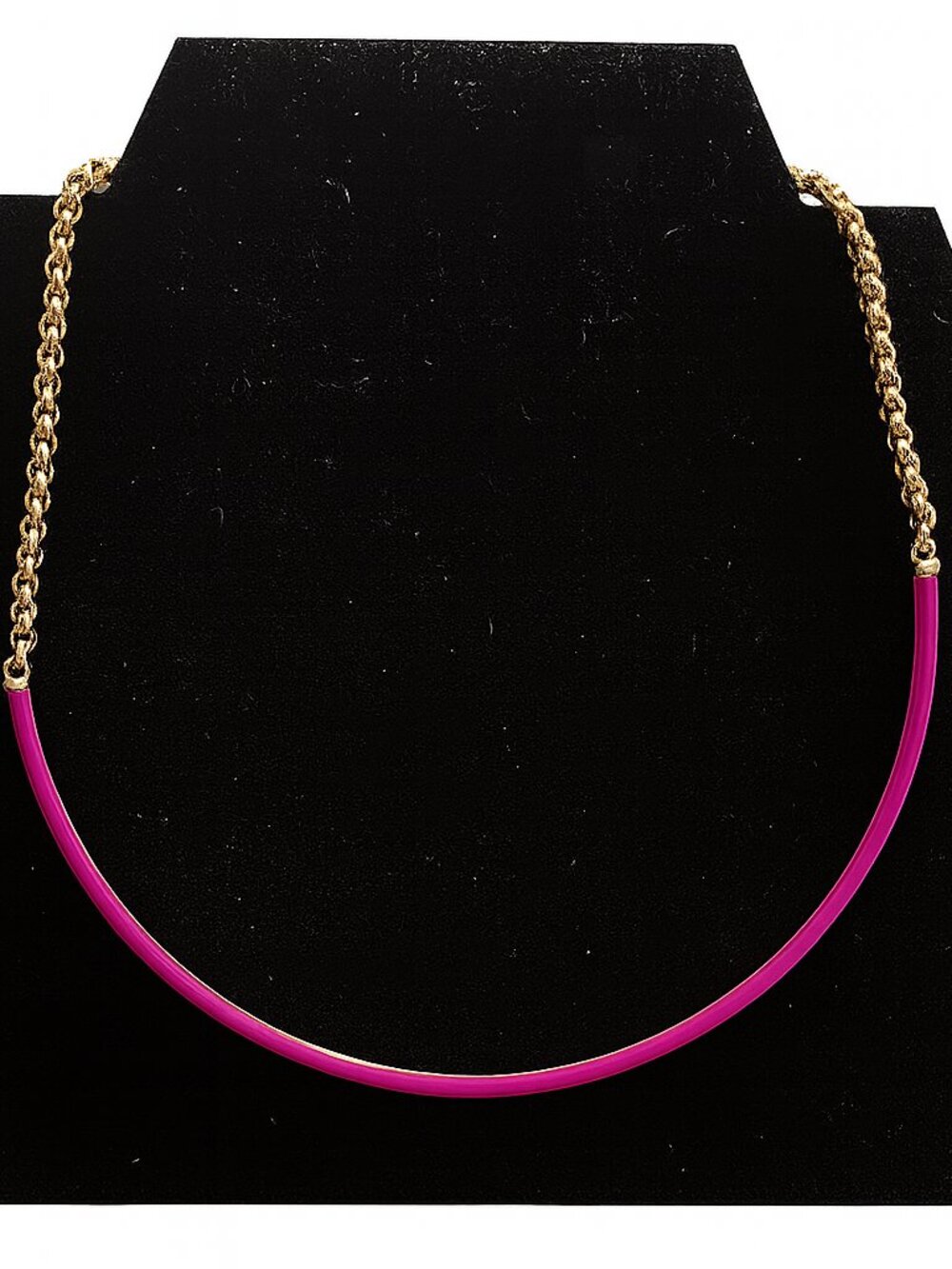 ON 34Th Minimalist modern hot pink necklace with adjustable goldtone chain